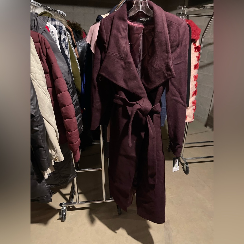 Kenneth Cole purple wrap coat